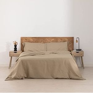 Belum dekbedovertrek, 100% linnen, model: Tuffet, voor bedden met 240 x 220 cm, kleur: bruin