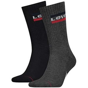 Levi's Heren Levis 144ndl Regular Cut Sprtwr Logo 2p sokken, meerkleurig (Mid Grey/Black 208), 43-46 EU, Mid Grey/Black, 43-46 EU