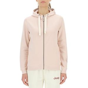 JEEP O102920-P558 J Dames Sweatshirt met Capuchon Volledige Zip Zijzakken Outline Print op Mouwen J23W Dames Powder Rose XS