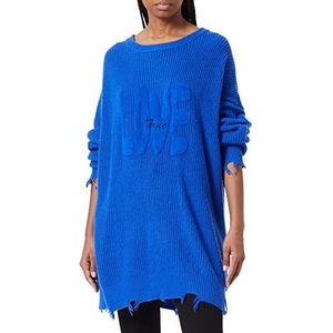 True Religion Dames Destroyed Oversized Love Pullover, bright blue, XS