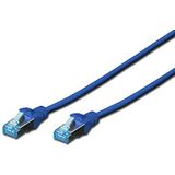 DIGITUS LAN kabel Cat 5e - 0.5m - CCA netwerkkabel met RJ45 - SF/UTP afgeschermd - Compatibel met Cat-6 & Cat-5 - Blauw
