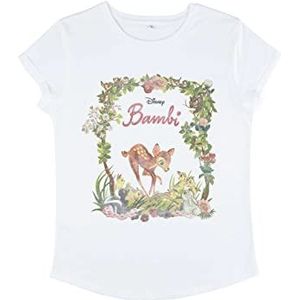 Disney Classics Women's Bambi Nouveau Organic Rolled Sleeve T-Shirt, Wit, XL, wit, XL