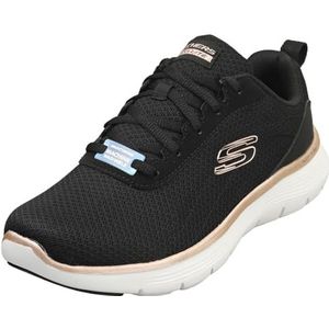 Skechers Flex Appeal 5.0 voor dames, Zwart Mesh Rose Gouden Trim, 7