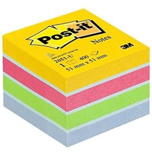 Post-it 2051-B notitieblokjes, 51 x 51 mm, 400 vellen, ultrablauw/-geel/lichtblauw/pompoengeel 51mm x 51mm Ultrakleurig.