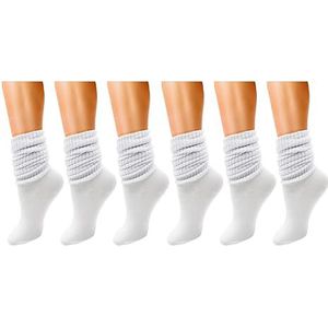 Winterlace 6 paar Slouch Sokken voor Vrouwen, Zachte Extra Lange Scrunch Kniekousen Hoge Sokken, Bulk Pack, wit, 1