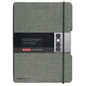 herlitz 50033720 notitieboekje flex linnen, A6, 40 vellen gestippeld, FSC-mix, kleur: grijs, 1 stuk