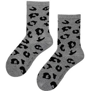 Hudson Damessok Fancy leo animal print grijs-mel. 39-42, grijs gemêleerd, 39-42 EU