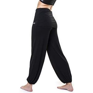 DAVEDANS Lange broek met overslag, dames, zwart, L