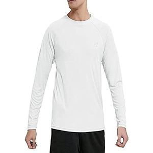 MeetHoo Rashguard, Rashguard, UV-bescherming, UPF 50+ Sun Protect Tops, hardlopen, fitness, surfen, Wit-01, XL