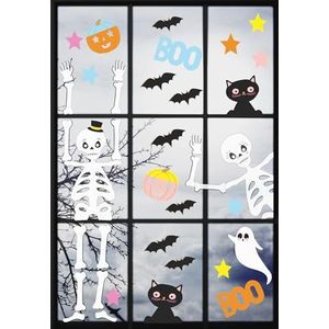 Talking Tables Halloween herbruikbare raamstickers super griezelig leuke feestdecoraties kindvriendelijke glazen klampjes, met vleermuizen, skeletten, zwarte katten, pompoenen gemaakt UK | 6 vellen,