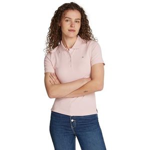 Tommy Hilfiger Dames 1985 Slim Pique Polo SS S/S Polo, Delicaat Roze, 3XL, Delicate Roze, 3XL grote maten