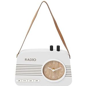 AMARE Retro wandklok Alabama radio design 21,5 x 3,5 x 15,5 cm, wit