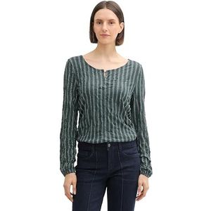 TOM TAILOR T-shirt met lange mouwen voor dames, 36552 - Hedendaagse Navy Check, L