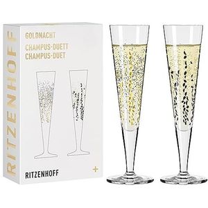 Ritzenhoff 6031005 champagneglas 200 ml - Serie Goldnacht Duet - 2x designstuk met echt goud - Made in Germany