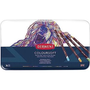 Derwent Coloursoft Kleurpotloden, Tekenen en Kleuren, Set van 36, Ideaal voor Kleuren Opbouwen, Professionele Kwaliteit, 0701028