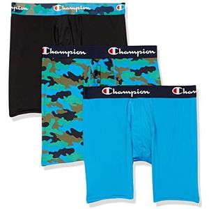 Champion Heren Polyester Blend Total Support Pouch Boxer Brief 3 Pack, Blauw Camo Print/Balboa Blauw/Navy, Medium