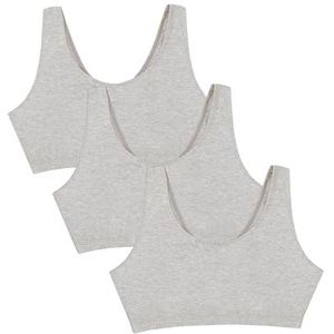 Fruit of the Loom Sportbeha voor dames, opgebouwd, tankstijl, ondoorzichtig, grijs/grijs, 36 (Pack van 3), Grijs/Grijs/Grijs, 80