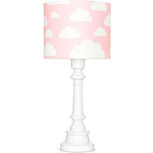 LAMPS & COMPANY Tafellamp kinderkamer, mooie wolkenlamp, ideaal als nachtlampje voor kinderen en baby's, kinderkamer decoratie meisjes en jongens, lampenkap roze hoogte 32 cm