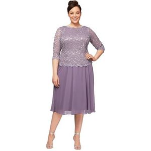 Alex Evenings womens Plus Size Tea-length Lace Mock Special Occasion Dress, Icy Orchid, 18 Plus