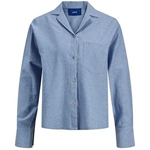 JACK & JONES Dames Jjxx Jxeva Ls Comfort Linen Shirt Sn Blouse, Cashmere Blue, L