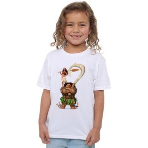 mandarin creative ltd Moana Maui Moana Stacked Girls T-shirt, wit, 9-10 jaar, Wit, 9-10 jaar