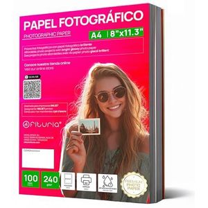 OFITURIA Fotopapier, A4, glanzend, hoge resolutie, direct drogend, 240 g/m², compatibel met inkjetprinters, 100 vellen
