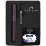 Faber-Castell 201531 - Geschenkset Grip Edition, berry, met vulpen M, inktglas 30 ml en insteekomvormer in metalen etui