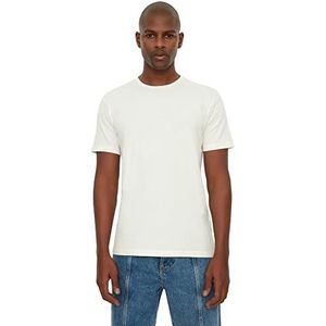 Trendyol Basic T-shirt voor heren van 100% katoen, normale pasvorm, ronde kraag, stone, extra large