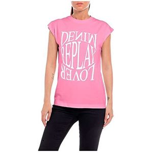Replay Dames W3624G T-shirt, 307 Candy PINK, XXS, 307 Candy pink., XXS