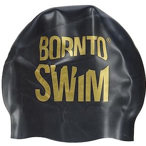 BornToSwim Unisex badmuts van siliconen badmuts met haai motieven, zwart/goud, eenheidsmaat EU