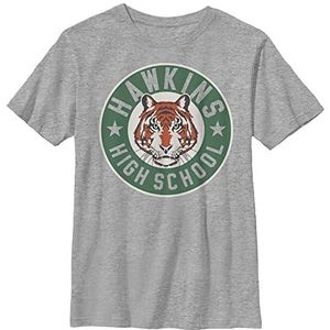 Netflix Hawkins High Tiger T-shirt met korte mouwen voor jongens, Heather Grey, XL