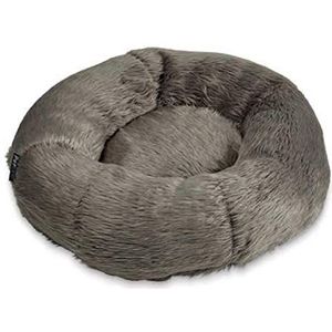 Petface Luxe Faux Fur Donut Pet Bed,Donkergrijs