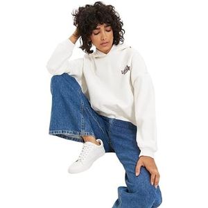 Trendyol Dames capuchon met Slogan Oversize Sweater, Ecru, M, Ecru, M