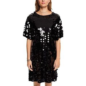 ESPRIT Lenzing™ Ecovero Mini-jurk met grote pailletten, 001/Black, 36