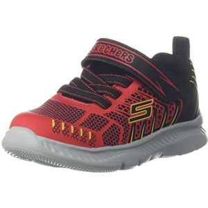 Skechers 407218N BKRD Sneaker, Zwart Rood Textiel Synthetische Gele Trim, 22 EU