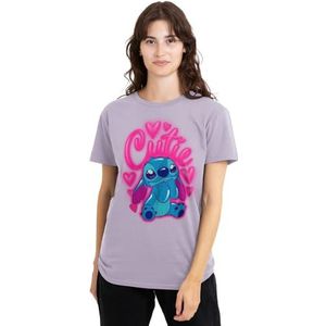 Disney Lilo en Stitch Airbrush Cutie klassiek T-shirt voor dames, zachte lavendar, XX-Large, Zacht Lavendel, XXL