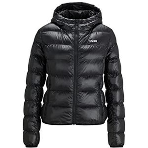 HUGO Dames Famara-1 lichte gewatteerde jas met waterafstotende afwerking en logo, zwart 1, XL