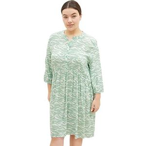 TOM TAILOR Dames Jurk 1035963, 31574 - Green Small Wavy Design, 44 Grote maten