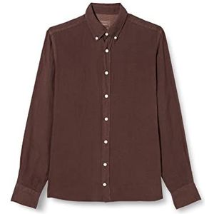 Hackett London Heren kledingstuk geverfd linnen B shirt, bruin, XS, BRON, XS