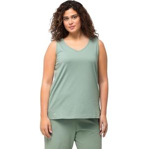 Ulla Popken Klassieke T-shirts voor dames met V-hals, Helder mosgroen, 62-64