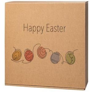 Geschenkdoos natuur eierdans Happy Easter, 10 stuks