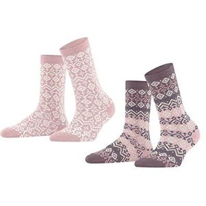 ESPRIT Fairs Isle 2-pack duurzame biologische katoen wol ademend warm halfhoog met patroon 2 paar sokken, meerkleurig (assortiment 0020), 39-42