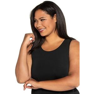 Ulla Popken Dames grote maten plus size top, ronde hals, elastaan, tot Gr. 66/68 701133, zwart, 66/68 NL