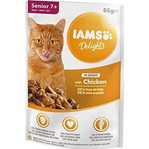 IAMS Delights Cat Wet Senior Single Chicken Jus, 85 g (verpakking kan variëren)