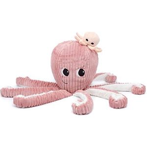 Les Déglingos - Filou la Pieuvre Manan et Son Baby – roze – Les PTIPOTOS – knuffeldier voor baby's – pluche dier voor baby's – cadeau voor de geboorte