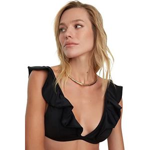 TRENDYOL Gedetailleerde bikinitop voor dames, zwart, 34