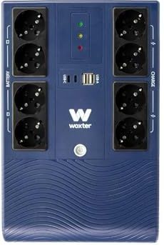 Woxter Multibase UV, 1200VA/720W, Ononderbroken Voeding, 8 Schuko-stopcontacten, 4 USB-poorten, Blauw