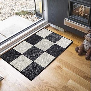 Serdim Rugs SQR Black 50 x 80 Tapijtloper, antislip, geometrisch design, voor keuken en hal, multifunctionele tapijten – matten, polyamide, zwart vierkant, 50 x 80 cm rechthoekig