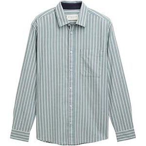 TOM TAILOR heren overhemd, 38453 - Groen Wit Streep, XXL