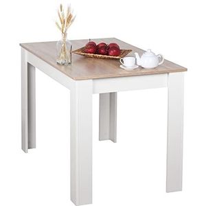 RICOO Eettafel Klein 110 x 75 x 68 cm Keukentafel Eetkamertafel Wit & eiken Sonoma bruin – WM088-WM-ES